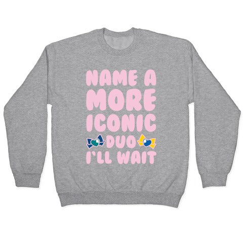 Name A More Iconic Due Sailor Neptune and Sailor Uranus White Print Crewneck Sweatshirt